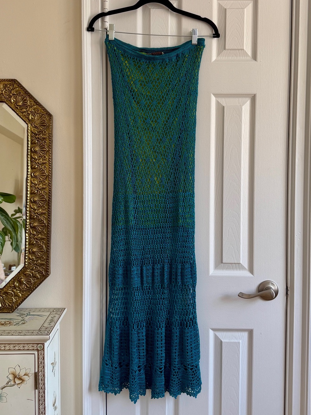 Double D Ranch Crochet boho maxi skirt, XS